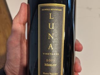 Image of a bottle of 2017 Howell Mountain Luna Vineyards Merlot