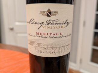 Image of a bottle of 2019 King Family Vineyards Meritage